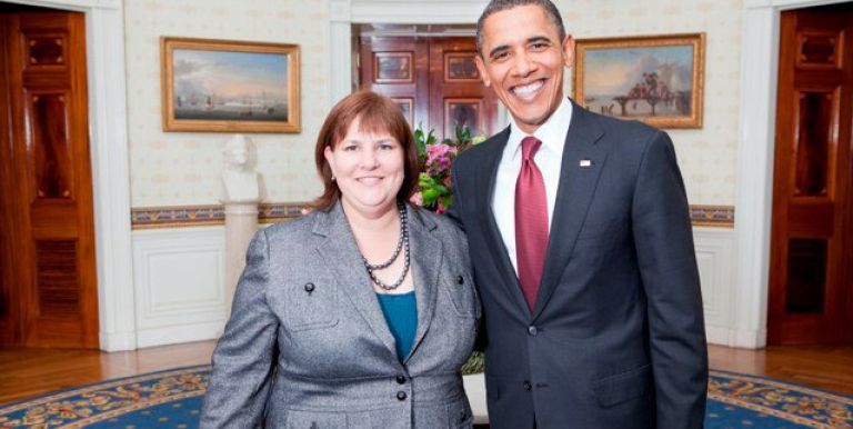 SIS alumna Lisa Vicker and President Obama