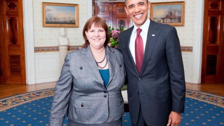 SIS alumna Lisa Vicker and President Obama
