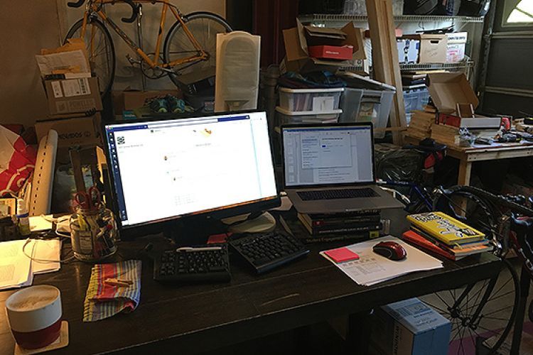 office in garage at home.