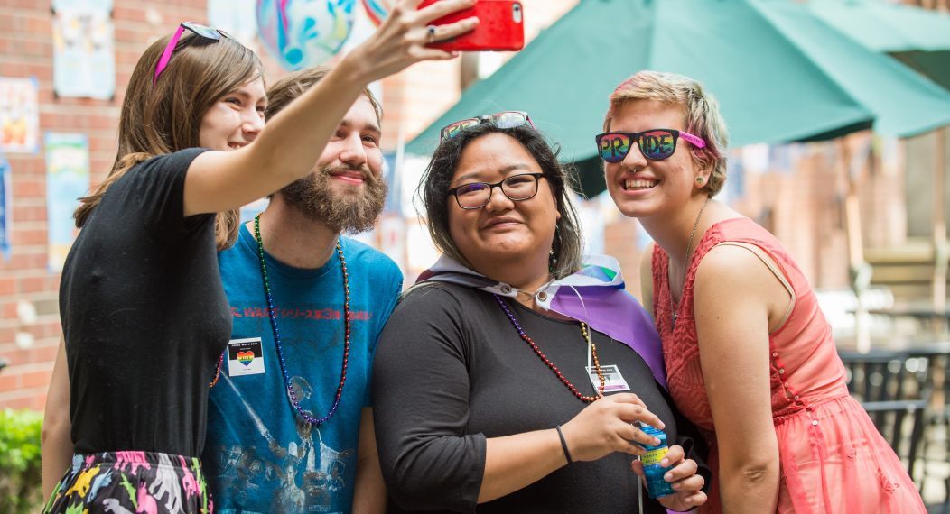 Students at a Pride event