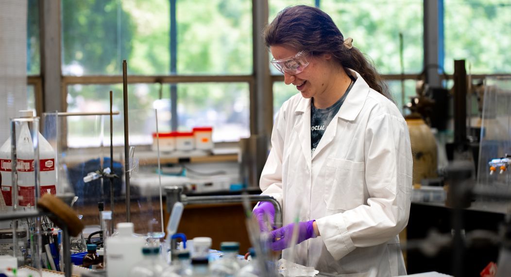 University of the Pacific's chemistry student in a lab